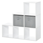HOMCOM Mobile Libreria a 6 Cubi con 2 Cassetti, Arredamento Ufficio e Salotto