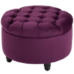 Homcom Pouf Contenitore in Velluto Viola con Seduta in Stile Chesterfield Imbottita