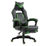Vinsetto Sedia da Gaming Sedia Ufficio Ergonomica con Rotelle in Ecopelle, Reclinabile con Poggiapiedi, Nero e Verde