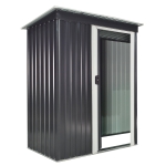 Outsunny Casetta da Giardino Porta Utensili in Lamiera di Acciaio, Capanno da Giardino in Acciaio con Porte Scorrevoli, 163x89x182cm, Nero