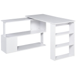 Homcom Scrivania ad Angolo con 5 Ripiani Bianca 120 x 100 x 74.5cm