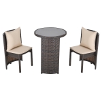 Outsunny Set Tavolino e 2 Sedie da Esterno in PE Rattan Marrone e Beige