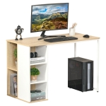 HOMCOM Scrivania Porta PC con ripiani - Rovere Bianco