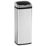 HomCom Cestino dei Rifiuti Rettangolare in Acciaio Inox con Sensore Automatico, 50L