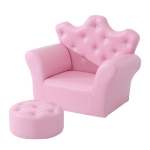 HOMCOM Set Poltrona imbottita per Bambini con Poggiapiedi-Rosa