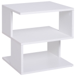 Homcom tavolino salotto design moderno 2 Ripiani Design Moderno, Legno Bianco, 40x40x43cm