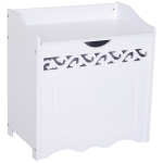 Homcom Mobiletto in Legno Portabiancheria Bianco con Decoro Intagliato 55 x 34 x 58 cm