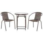 Outsunny Set Tavolo Pieghevole e 2 Sedie da Giardino in Acciaio e Rattan PE Marrone