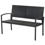 Outsunny Panchina da Esterno in PE Rattan Nero 2 Posti, 122x60x87cm