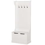 Homcom Appendiabiti con Panca Contenitore Carico Max.100kg 71.5 x 39.5 x 170cm Bianco