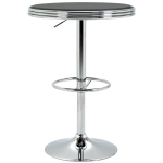 HOMCOM Tavolo da Bar Rotondo in Metallo e Similpelle Nera, Altezza Regolabile, Φ65x66-90cm