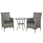 Outsunny Set Tavolino e Sedie da Esterno in Rattan PE Grigio