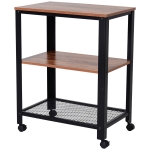 Homcom Carrello Scaffale Portaoggetti con Rotelle 3 Ripiani Stile Industrial in Metallo e Legno Nero e Marrone 60 x 40 x 76.5cm
