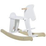 HOMCOM Cavallo a Dondolo per Bambini 3-6 Anni, Design Classico in Legno - Bianco