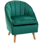 Homcom Poltroncina con Rivestimento in Velluto Verde e Gambe in Legno