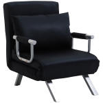 Homcom chauffeuse canapé-lit 1 Place Grand Confort Suède Noir 65 x 69 x 82 cm
