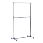 HOMCOM Stender Appendiabiti con Altezza ed Estensione Regolabili, 4 Ruote Girevoli, Acciaio Inox e ABS, 165x48x180cm