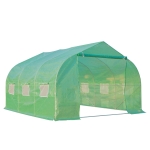Outsunny Serra da Giardino Serre Agricole 3.5 x 3 x 2m Serra con Tetto a Spiovente in PE per Piante Verde