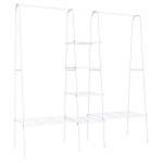HOMCOM Stand Appendi Abiti con Scaffale a 4 Ripiani, Tubolare in Metallo 176x47x177cm Bianco