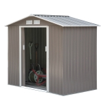 Outsunny Casetta da Giardino Porta Utensili in Lamiera di Acciaio, Capanno da Giardino in Acciaio con Porte Scorrevoli, 213x130x185cm, Grigio