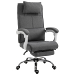Fauteuil de bureau manager grand confort repose-pied tétière intégrés dossier inclinable lin