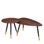 HOMCOM Set 2 Tavolini Stile Industriale in Legno Forma a Goccia Color Noce
