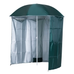 Outsunny Ombrellone da Spiaggia e da Giardino Φ220cm con Tenda Parasole, Poliestere e Metallo, Verde Scuro e Bianco
