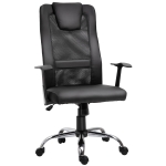 Vinsetto Sedia da Ufficio Ergonomica Girevole in Mesh e Ecopelle Altezza Regolabile, Nero