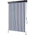 Outsunny Tenda Avvolgibile a Rullo Impermeabile Funzionamento Manovella Bianco e Blu 140 x 200 cm