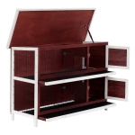PawHut Cage à Lapin en Bois Rouge et Blanche 136 x 50 x 93 cm