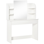 Homcom Tavolo Postazione da Trucco Toeletta con 2 Mensole e Specchiera in Legno Bianco 108 x 40 x 142cm
