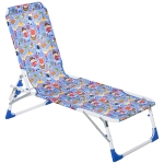 Outsunny Sedia Sdraio per Bambini Pieghevole in Metallo e Poliestere Azzurro Fantasia