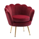 HOMCOM Poltrona Vintage di Design in Velluto Rosso Scuro, Poltroncina da Camera con Schienale Alto 76x67x74cm