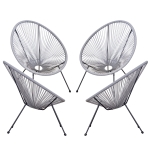 Outsunny Set di 4 Sedie da Giardino Ovali in Rattan PE e Metallo Resistente alle Intemperie, Grigio Chiaro