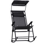 Outsunny Sedia a Dondolo da Giardino Ergonomica e Pieghevole con Tettuccio Rimovibile in Acciaio e Textilene 105 x 64 x 125cm, Nero