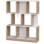 Homcom scaffale libreria design a Parete con 8 Ripiani e Design Moderno Bianca e Color Rovere 100 x 30 x 124cm