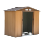 Outsunny Casetta da Giardino Porta Utensili in Lamiera di Acciaio, Capanno da Giardino in Acciaio con Porte Scorrevoli, 213x130x185cm, Giallo