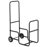 Outsunny Carrello Portalegna in Acciaio Nero con 2 Ruote per Interno ed Esterno