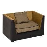 PawHut Divanetto Cuccia per Cani e Gatti in SImilpelle con Cuscino Marrone