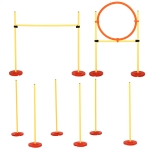 PawHut Set Agility Dog con Paletti ed Anello Regolabile per Addestramento Cani