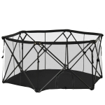 PawHut Recinto per Cani Pieghevole in Acciaio e Tessuto, Box per Animali Piccoli con Sacca di Trasporto, 148x134x67cm, Nero