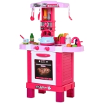HOMCOM Cucina Giocattolo per Bambini con Suoni e Luci 33 Accessori Inclusi