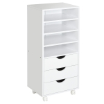 Vinsetto Cassettiera Portadocumenti da Ufficio con 4 Rotelle 4 ripiani 3 cassetti in Legno bianco 40 x 30 x 83cm