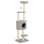 Arbre à Chats avec Griffoir Niche Poteaux Peluche Haute Densité 45L x 40L x 148H cm
