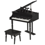 HOMCOM Piano de Cola Infantil con 30 Teclas Taburete y Atril de Partituras Piano para Niños de MDF Instrumento Musical Didáctico 52x50x49 cm Blanco(c-1)