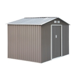 Outsunny 6.2 x 9ft Galvanized Steel Garden Shed & Foundation - Grey