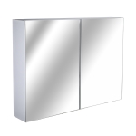 HOMCOM Double Door Wall Mounted Glass Mirror Cabinet Modern Storage Unit Bathroom Shelf Organiser Waterproof Wooden Frame 80Lx60Hx15D(cm)