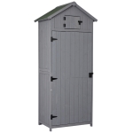 Outsunny Casetta Armadietto da Giardino Porta Attrezzi in Legno Grigio