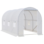 Outsunny 3.5 x 2 x 2 m Large Galvanized Steel Frame Outdoor Poly Tunnel Garden Walk-In Patio Greenhouse - White