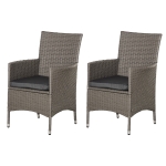 Outsunny 2-Seater Outdoor Rattan Armchair Dining Chair Garden Patio Furniture w/ Armrests Cushions Grey